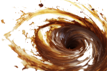 Swirling coffee splash creating dynamic motion effect