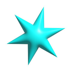 Cyan Star 3D Icon PNG