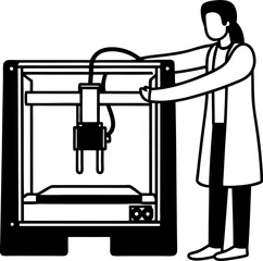 printing technology person operating printer, modern innovation in manufacturing and design.