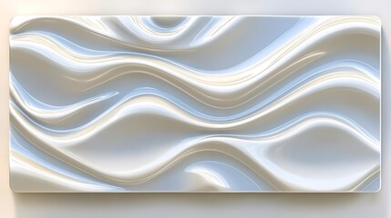 Obraz premium Abstract Wave Pattern in Lustrous White with Subtle Blue Highlights, a Modern Aesthetic