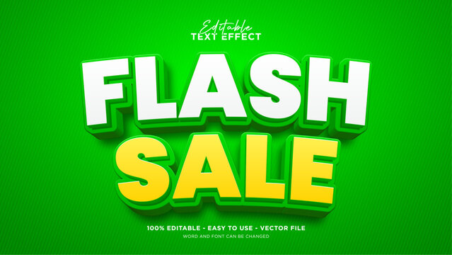 Editable flash sale 3d text effect, green text style effect
