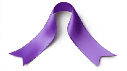Purple ribbon, a symbol of cancer awareness ,clipping path,