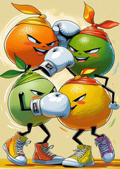 cartoon citrus fruits