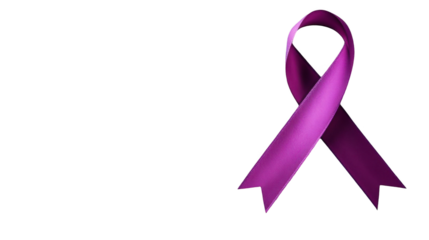 a purple ribbon for cancer awareness, isolated on a white background