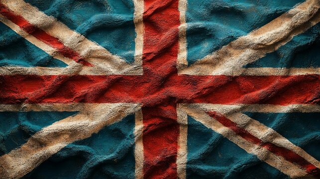 Rippled British Flag, Textured Background
