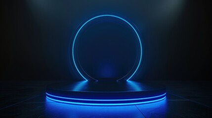 Illuminated circular stage in a dark setting