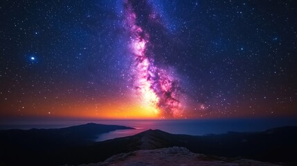 Fototapeta premium Milky Way Galaxy Over Majestic Mountain Landscape