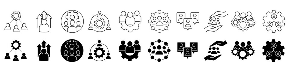 Team Vector icon set. development illustration sign collection. progress symbol or logo. 