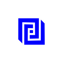 Fototapeta premium Blue Geometric Square Pattern Design