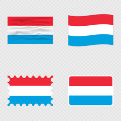 Luxembourg national flag in four different styles.