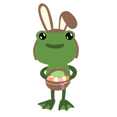 Frog with Easter basket and bunny ears