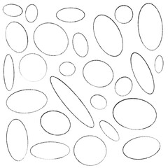 Circle frame set. Circular scribble doodle pencil illustration. Round frame set. Black highlighter circle on white background. Brush highlight text circles design. 