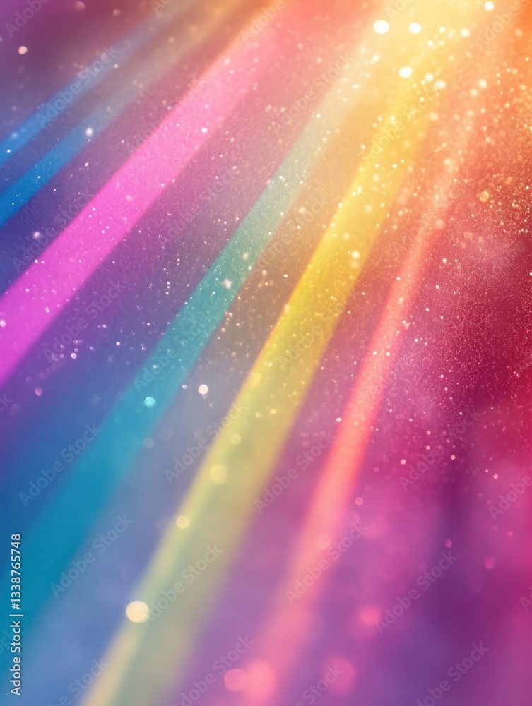 Wall mural radiant spectrum of light rays creating a vibrant and dreamy atmosphere with bokeh and glitter effec