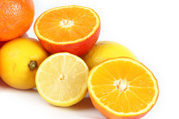 Citrus fruits on a white background