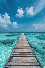 Fototapeta premium Scenic wooden pier over clear turquoise water