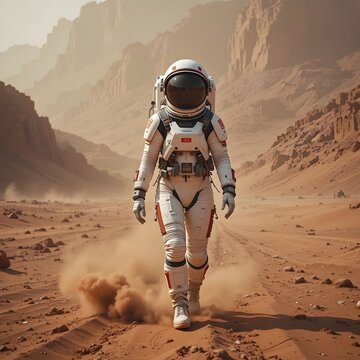 astronauta caminando sobre marte