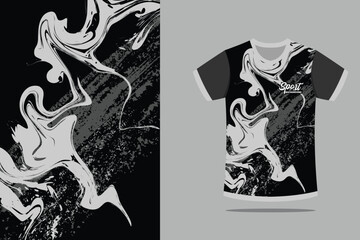 Sport jersey template mockup grunge abstract design for football soccer, racing, gaming, black white color