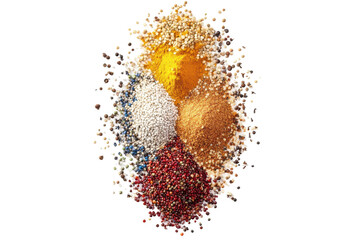 Colorful assortment of spices in a dynamic arrangement