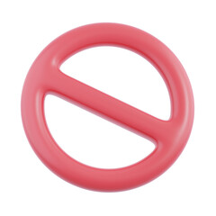 3d Red prohibited sign no icon warning or stop symbol safety danger isolated 3d illustration