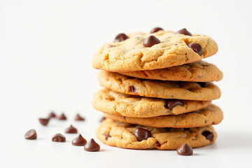 Chocolate chip cookie, freshly baked with a golden brown texture and rich, melted chocolate