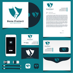Branding Stationery Template Design With Dark Teal And White Color