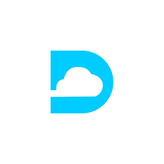 Bright Cyan Letter D Logo with Cloud Shape
