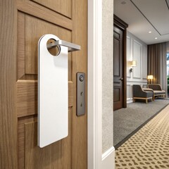 Empty Door Hanger on a Luxurious Hotel Room Door