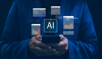 Artificial intelligence AI technology for enhanced work efficiency data analysis and efficient. Man...