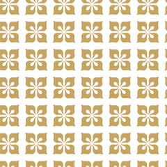 Fototapeta premium Abstract geometric pattern with squares, crosses, stripes, lines. Seamless vector background. White and gold ornament. Modern reticulated graphic design.
