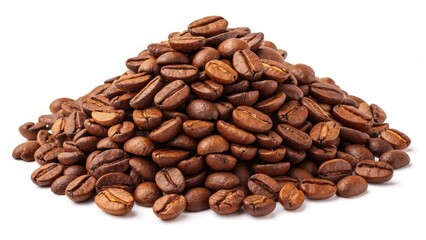 Fototapeta premium Pile of coffee beans isolated on white or transparent background