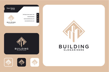 Business Card Set With Modern Building Logo Design