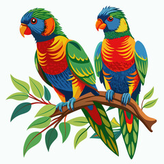 two parrots on a branch