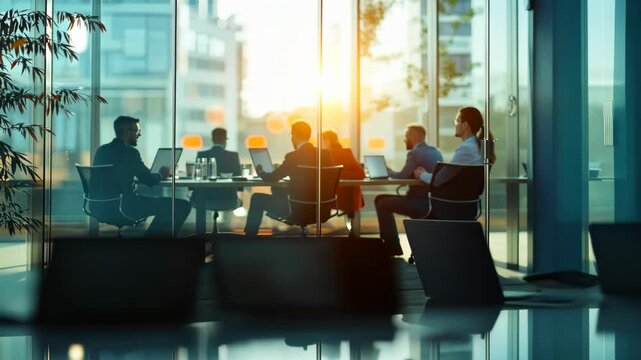 A diverse group of professionals is engaged in a collaborative meeting, discussing strategies, sharing ideas, and planning in a bright office space to enhance creativity and productivity - Powered by Adobe