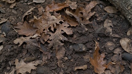 Leaves on ground with dirt