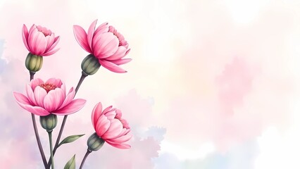 Fototapeta premium Pink carnation on a soft light pink background, with space for text for Mother's Day.