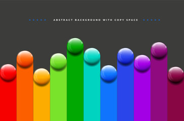 Colorful Abstract Bars with Glossy Spheres Display