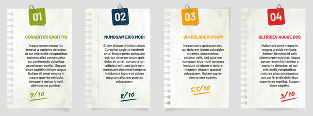 Colorful Note Papers with Ratings and Labels