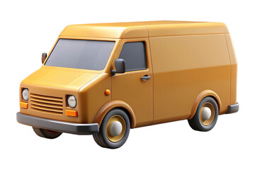 3D Render of a Cute Retro Style Orange Delivery Van