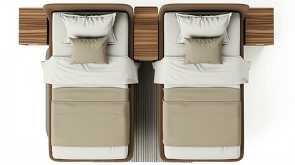 two single bed topview with whitebackground