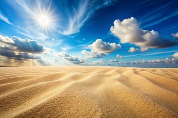 Fototapeta premium Desert sand dunes and blue sky at sunset. Nature composition.