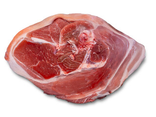Slice of raw pork shoulder meat isolated