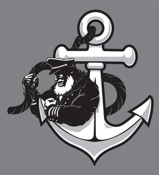 Toughest Sea Captain with Anchor, Symbol Illustration