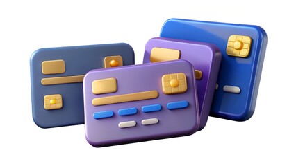 Obraz premium Secure Online Payments Made Easy With Stylish Purple And Blue Credit Cards, Designed For Smooth Transactions