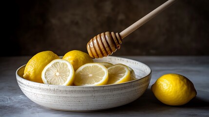 Lemons being drizzled with honey for healthy eating