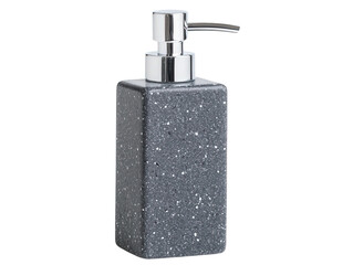 Obraz premium A sleek, rectangular soap dispenser with a textured gray surface and a polished chrome pump.