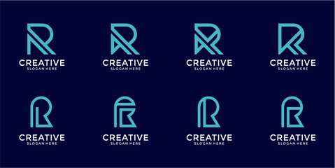Collection of Minimalist Pixel Art Letter R Logos