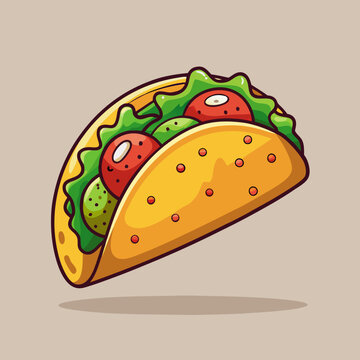 cartoon taco with tomatoes and lettuce clip art preview