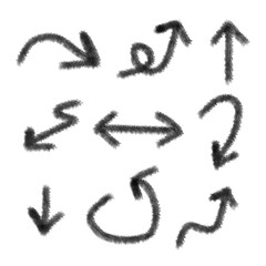 Set of black hand-drawn arrows in various styles