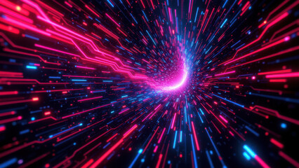 A digital visualization of a colorful tunnel with streaks of light, representing cyber security and Kubernetes concepts.