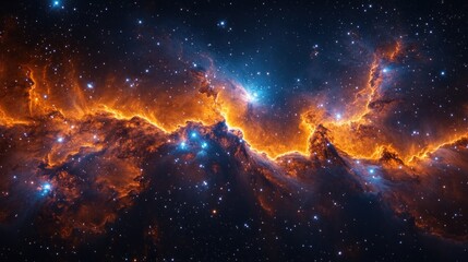 Fototapeta premium Cosmic Inferno: A Fiery Nebula's Embrace